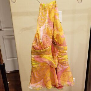 Stylish silk print halter top by laundry